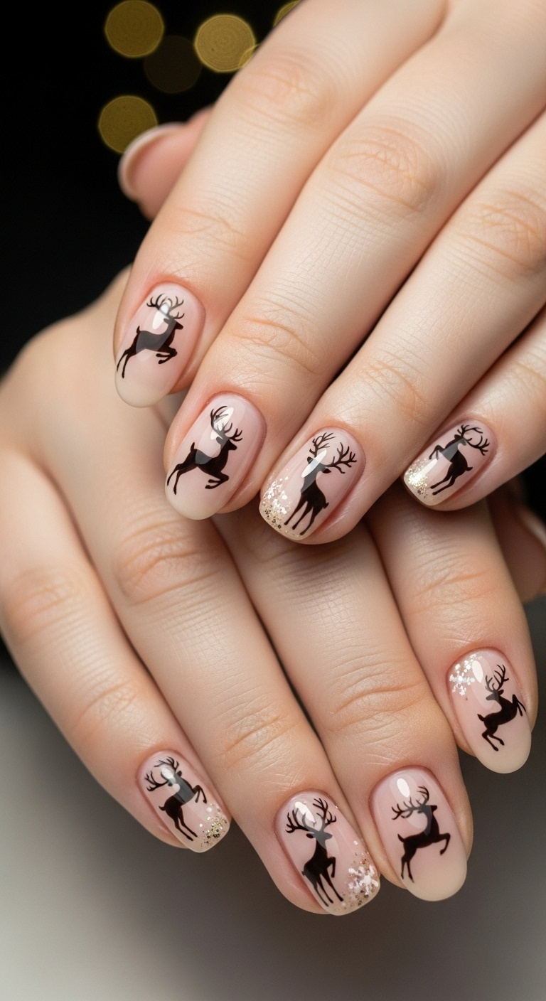 Reindeer Silhouettes on Nude Base
