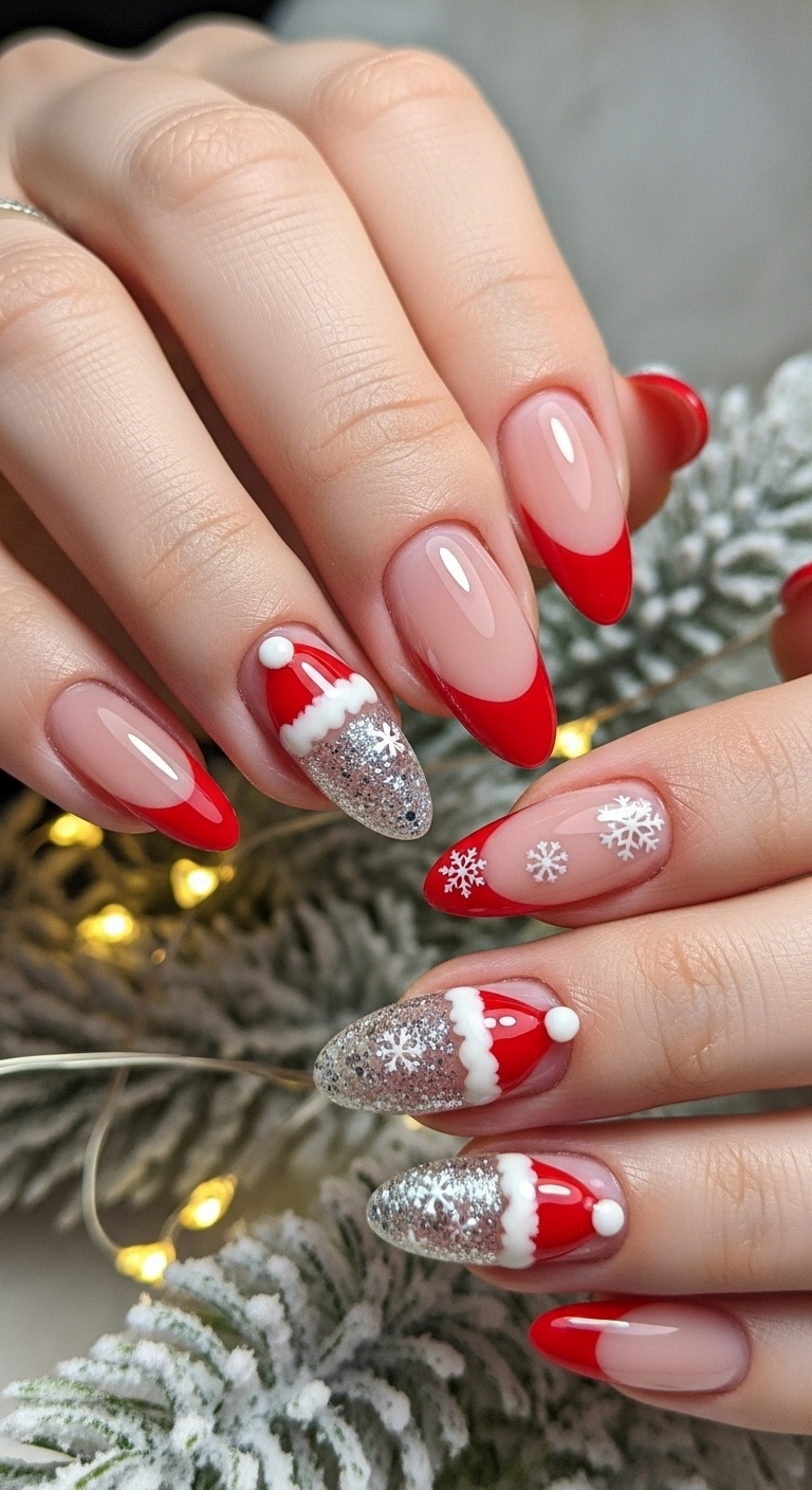 Santa Hat French Tips