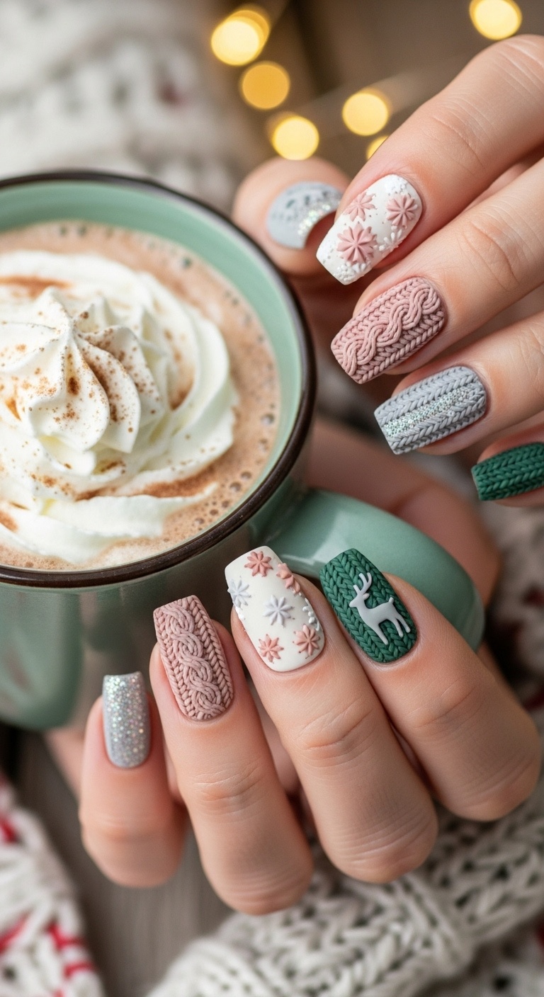 Cozy Sweater Knit Texture Nails