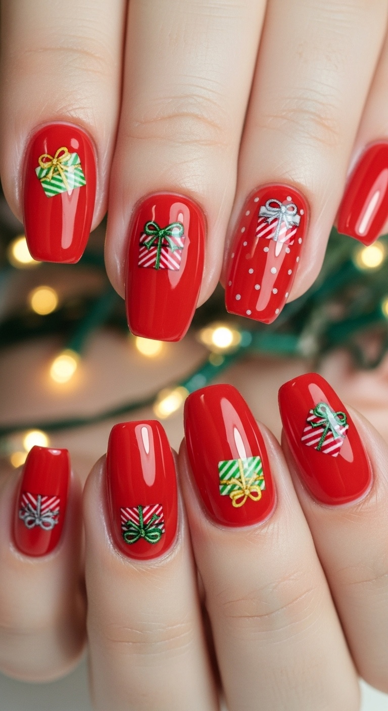 Bright Red with Tiny Gift Box Decals