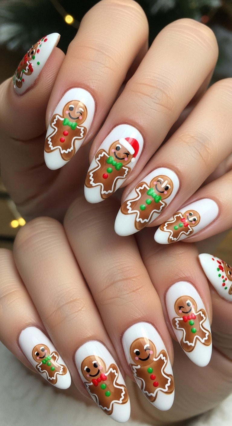 Gingerbread Man Nail Art