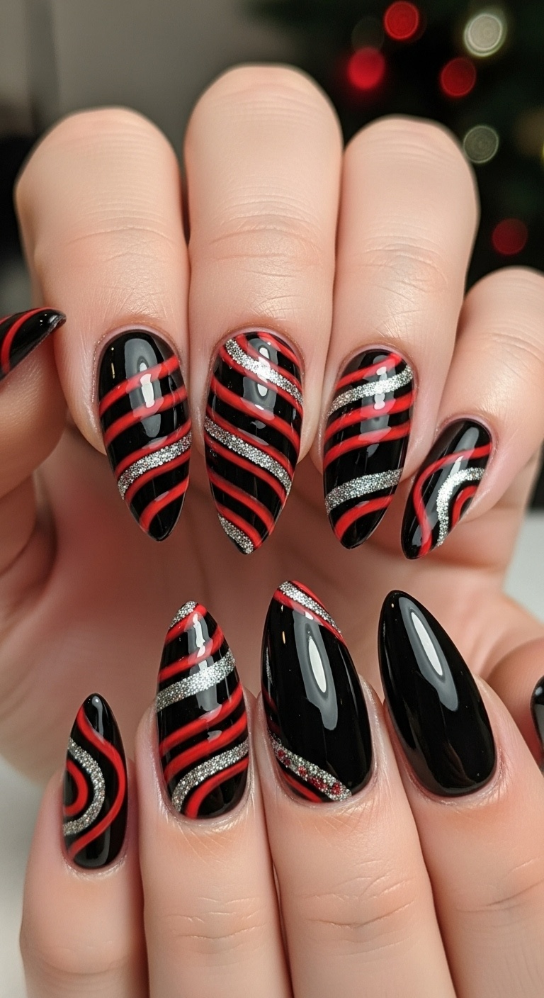 Black and Red Candy Cane Swirls