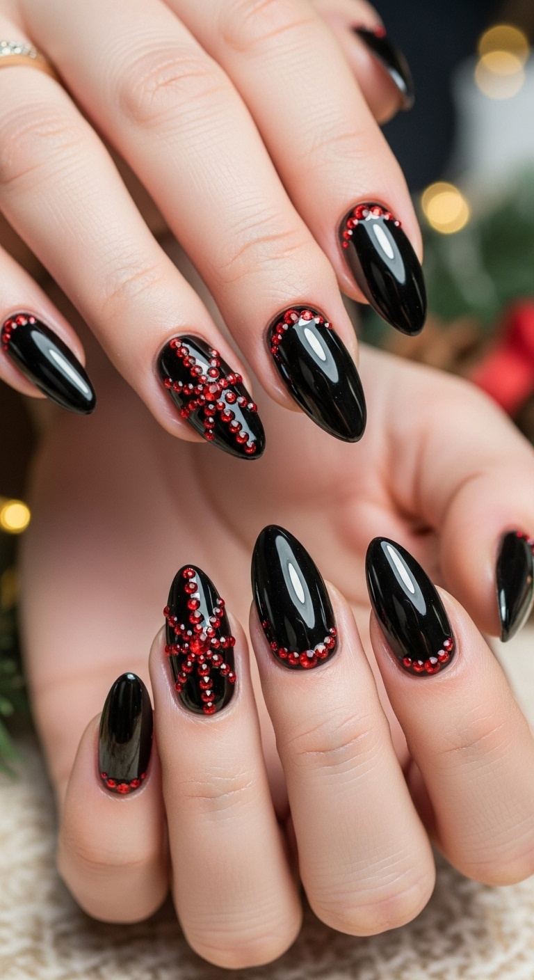 Black Chrome Finish with Red Rhinestones