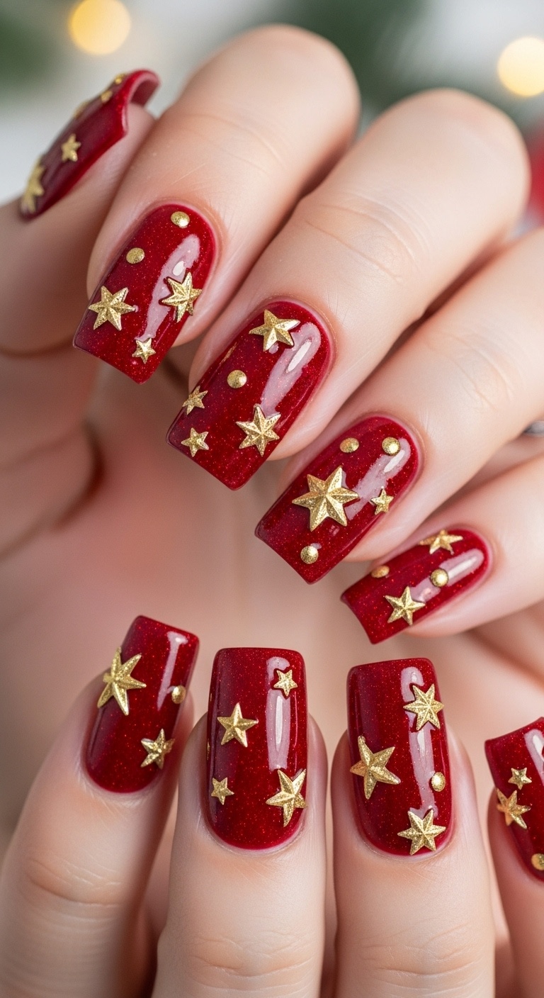 Red and White Ombre with Glitter