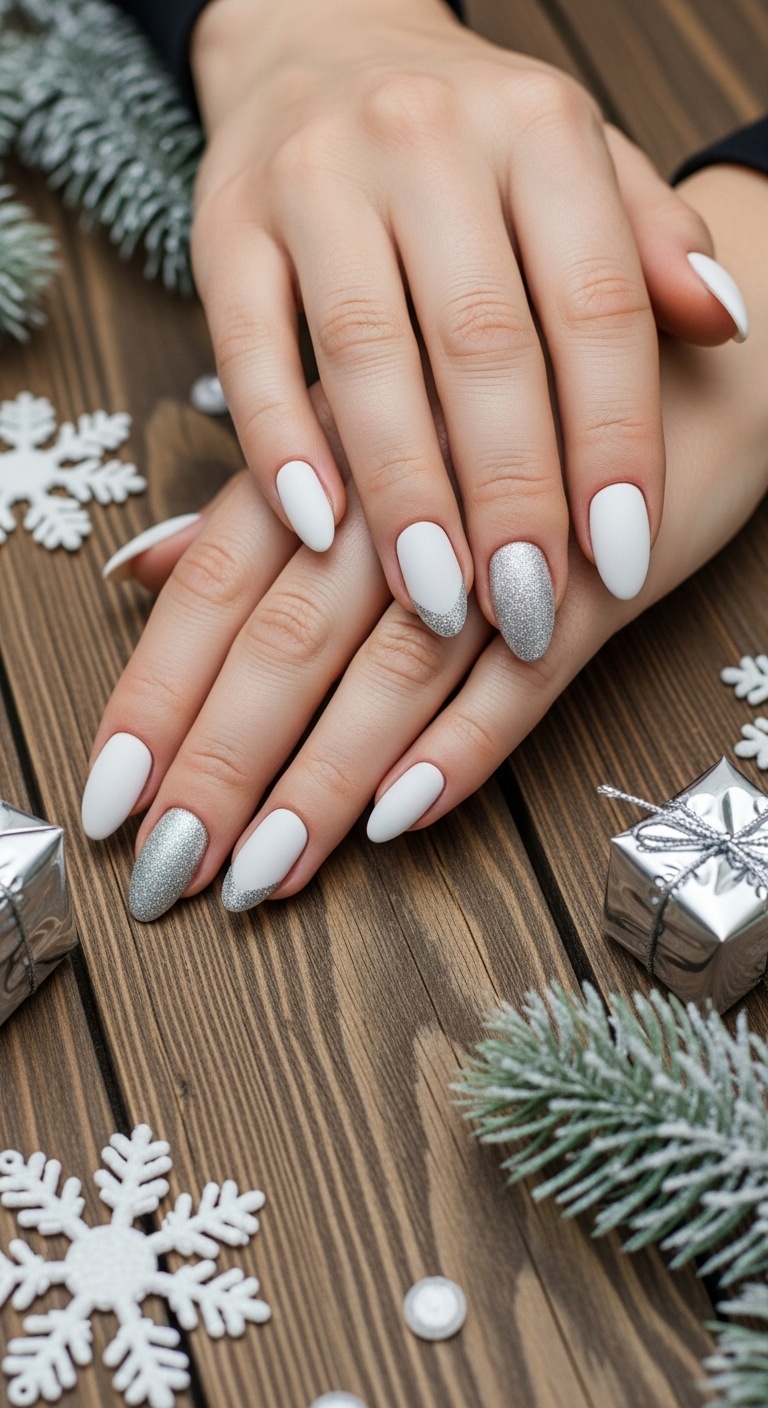 Matte White with Glitter Accent