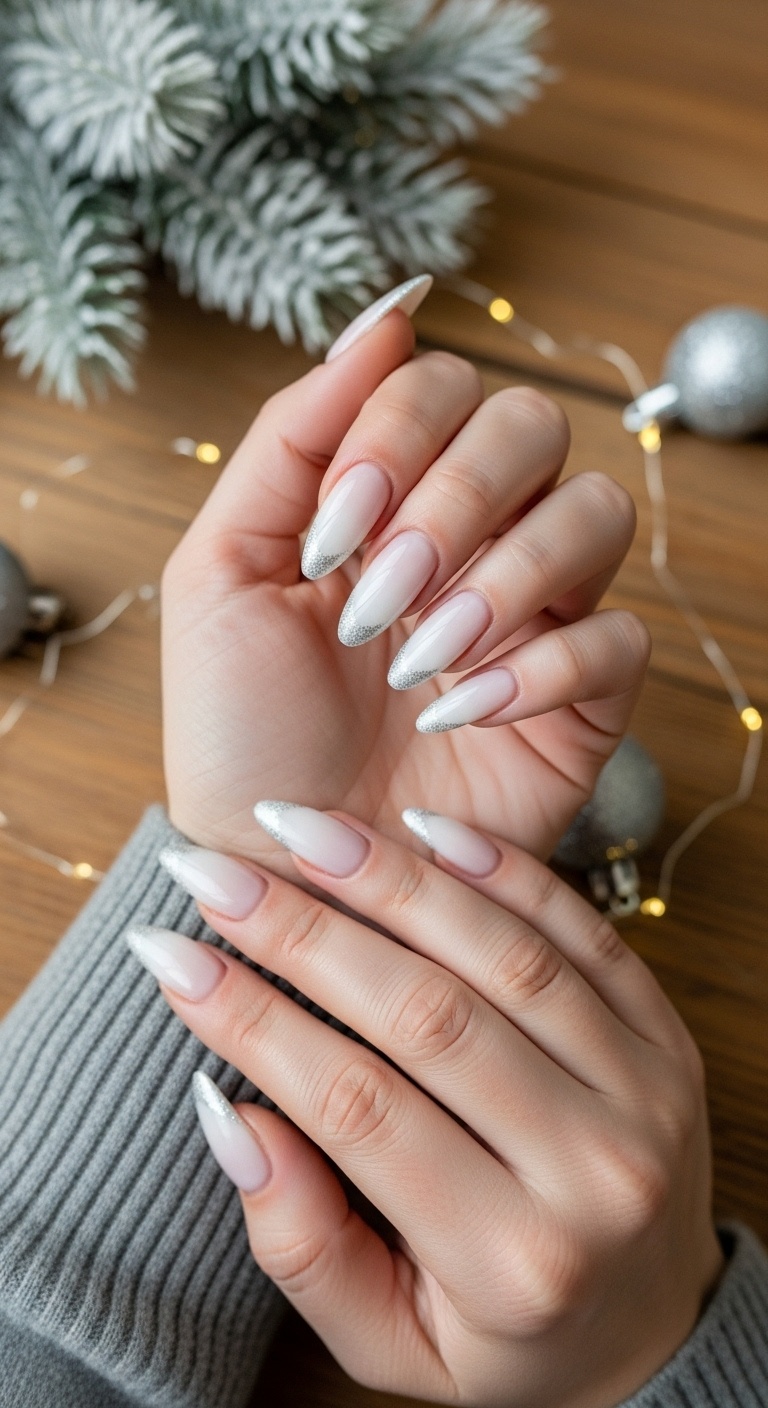 White Ombre with Silver Tips