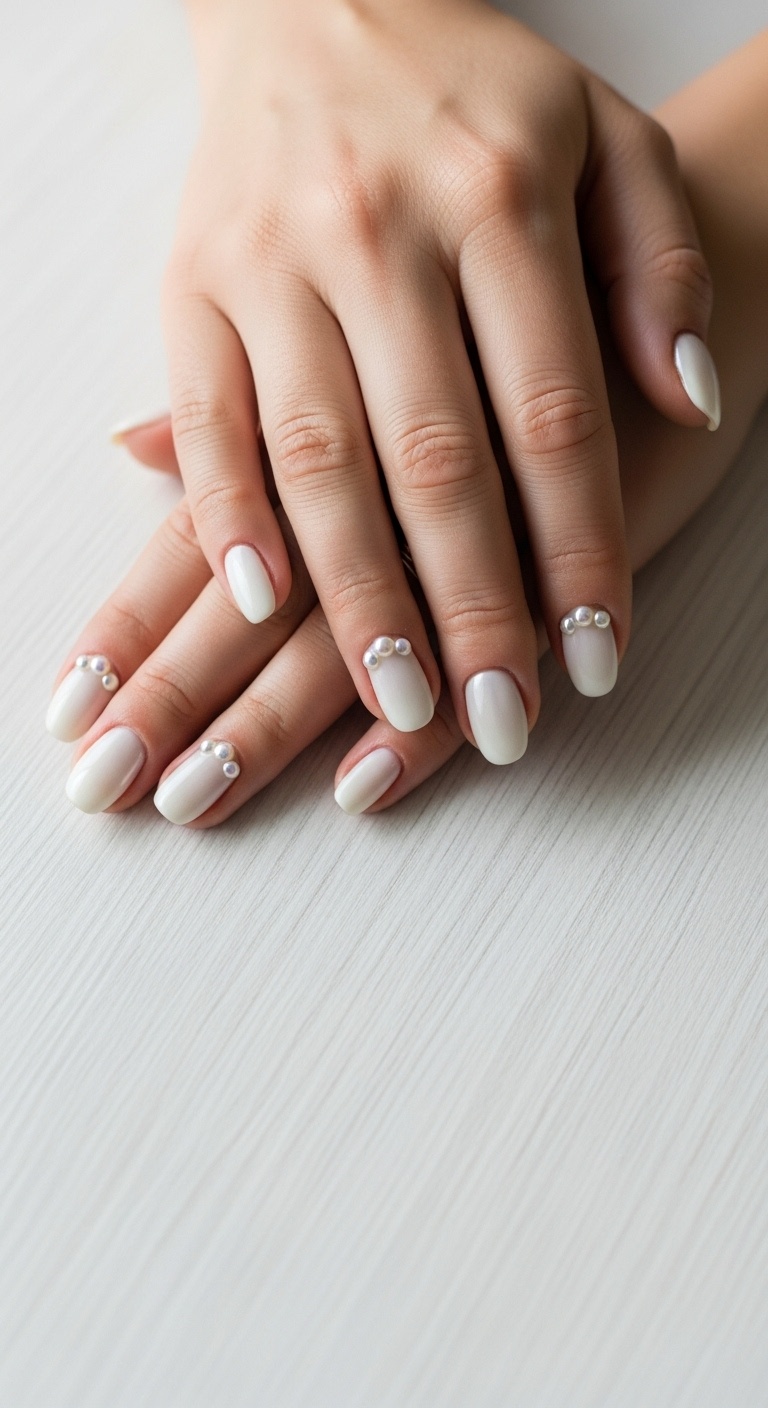 Creamy White with Pearl Studs