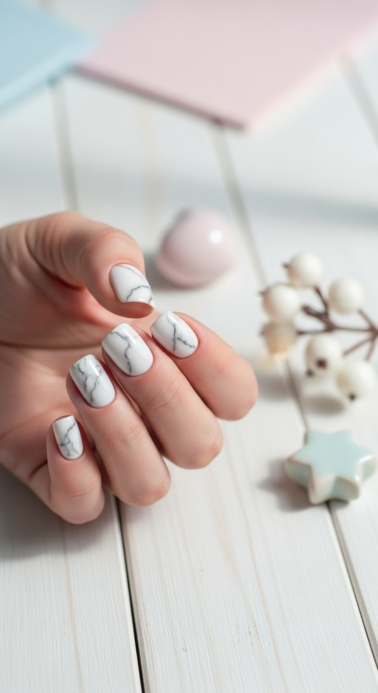 White Marble Effect with Grey Veins