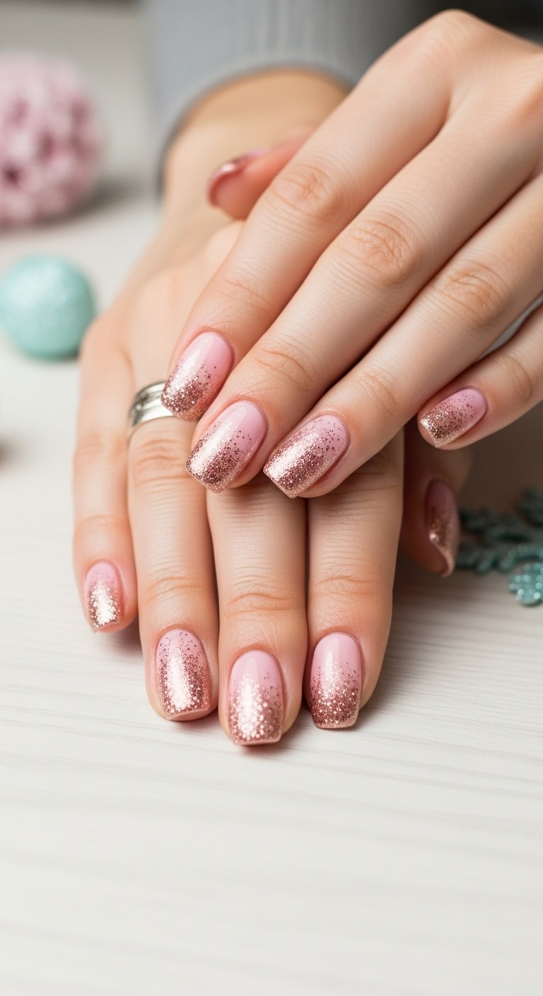 Rose gold sparkly ombre
