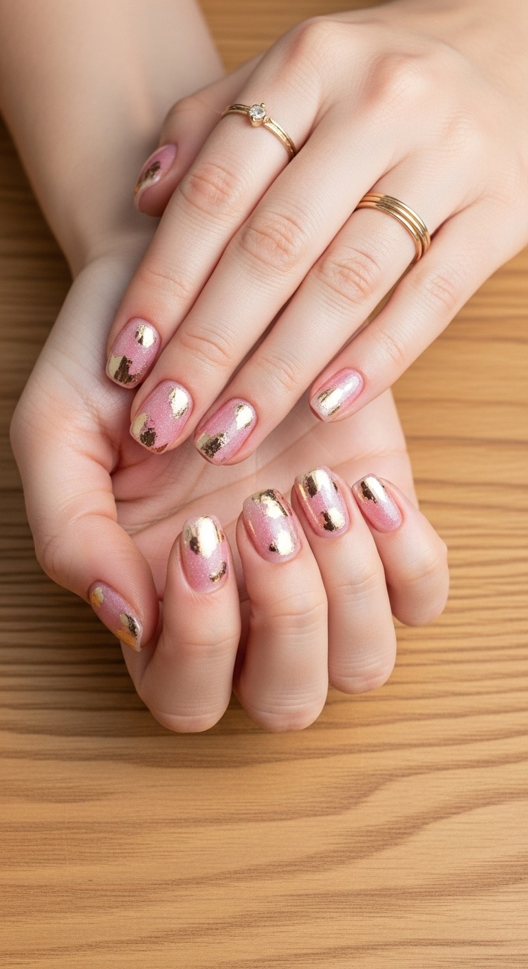 Shimmering pink with gold foil accents