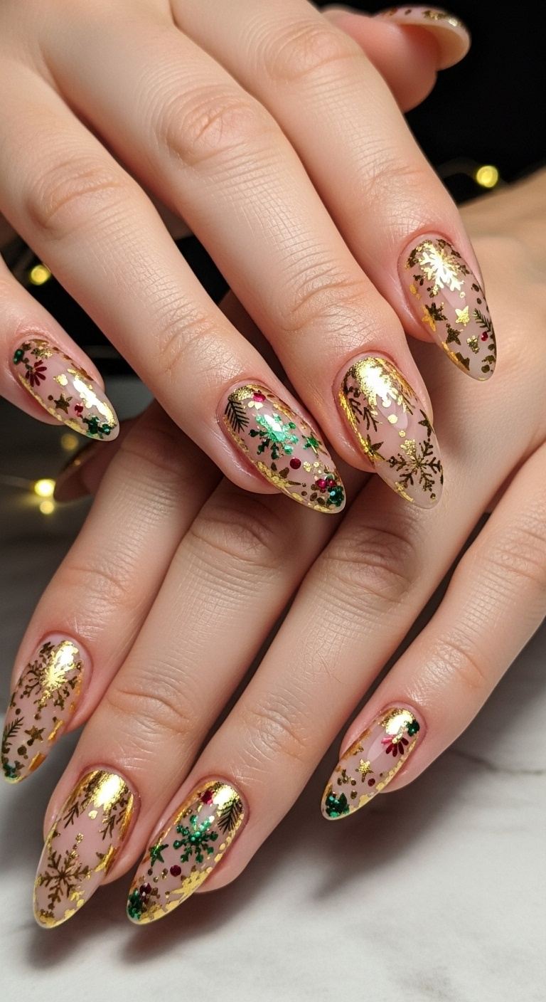 Gold Foil Almond Nails
