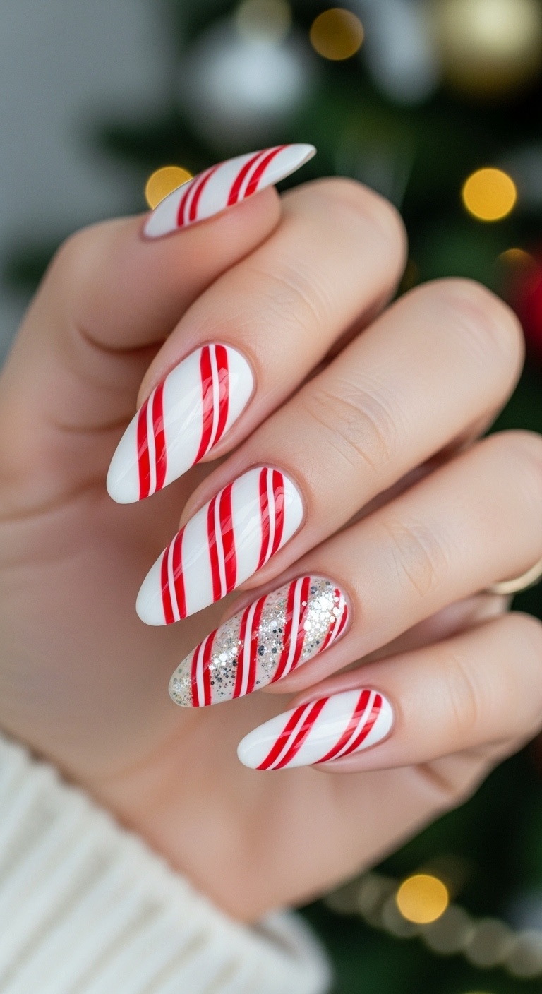 Candy Cane Stripes on Nails