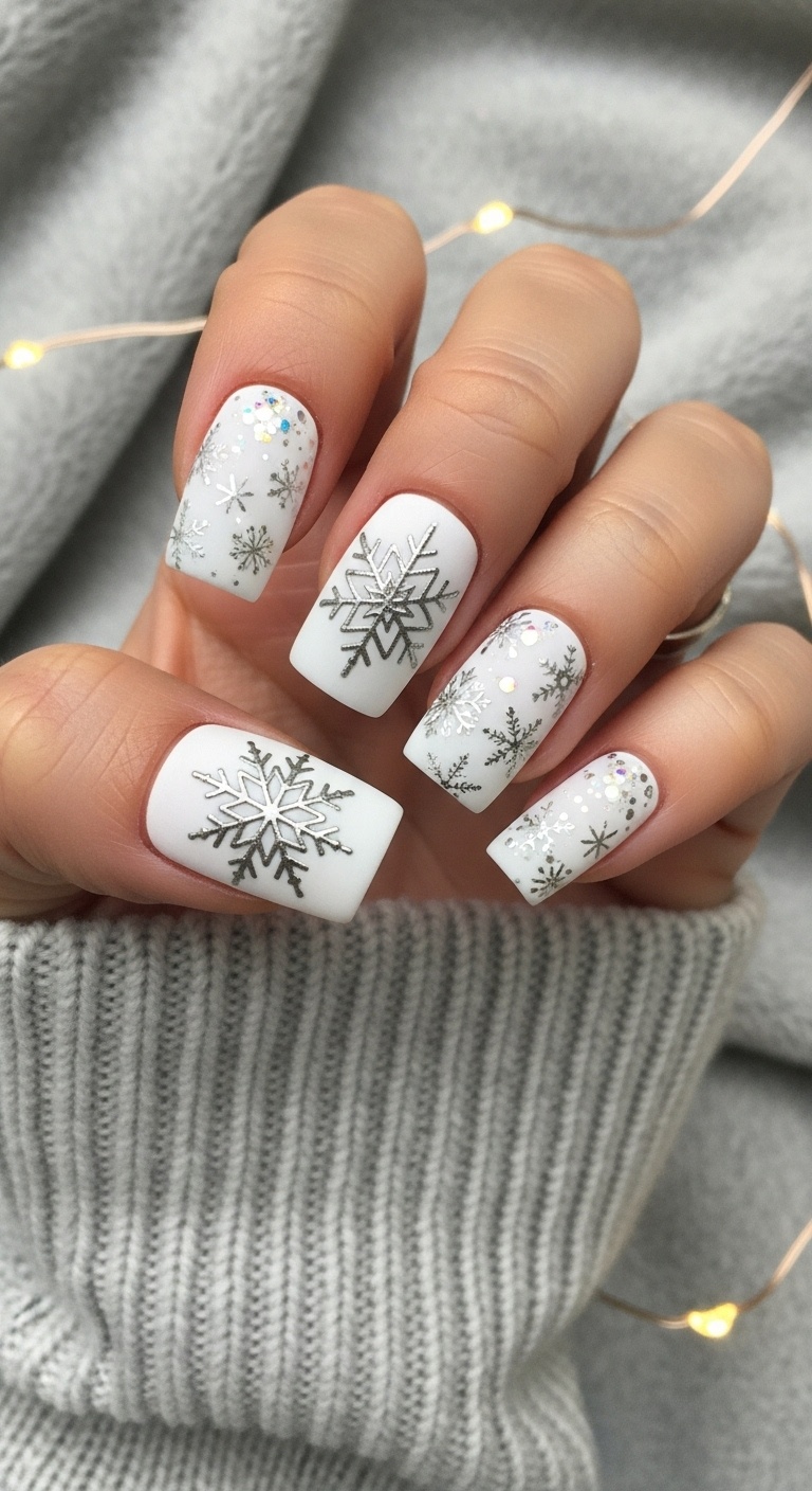 Snowflake Accents on Matte White