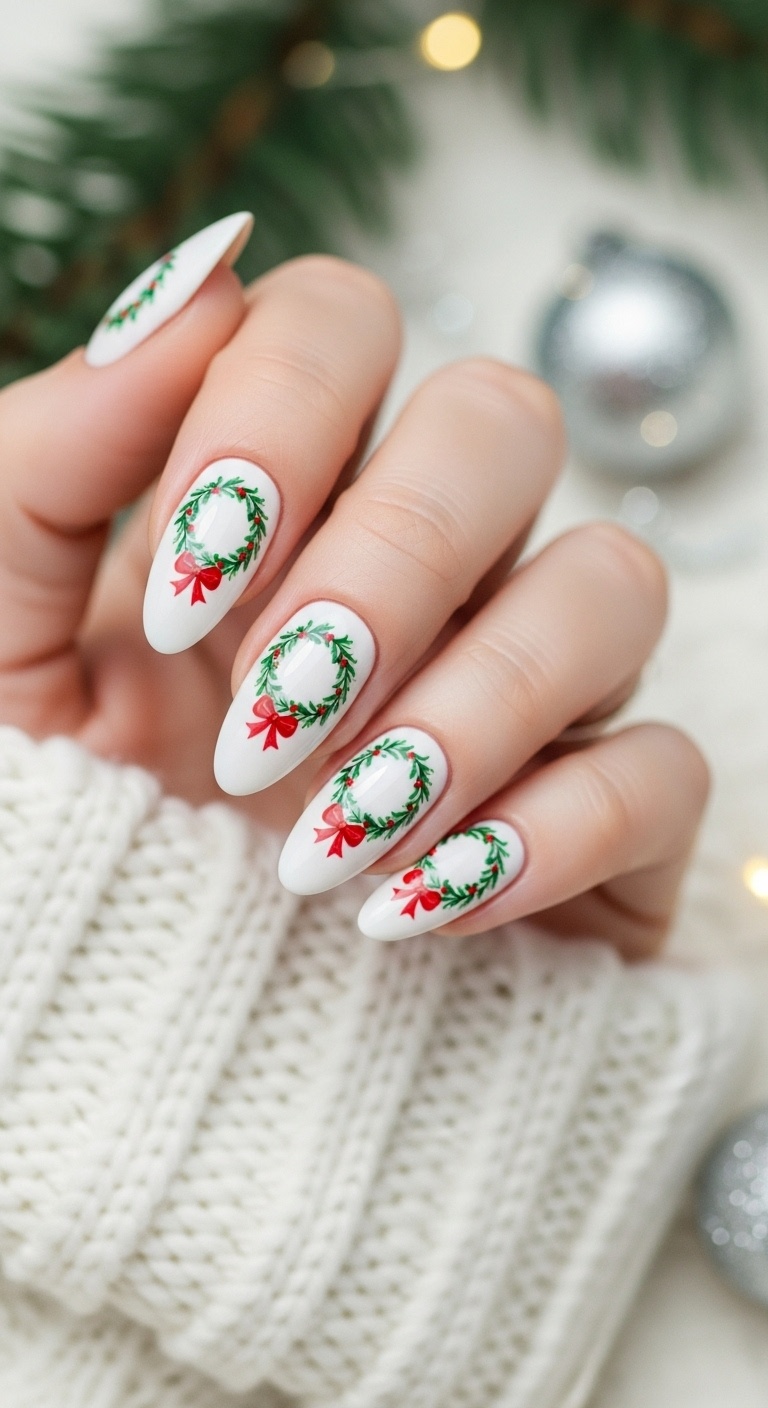 Wreath with Red Bow Accent