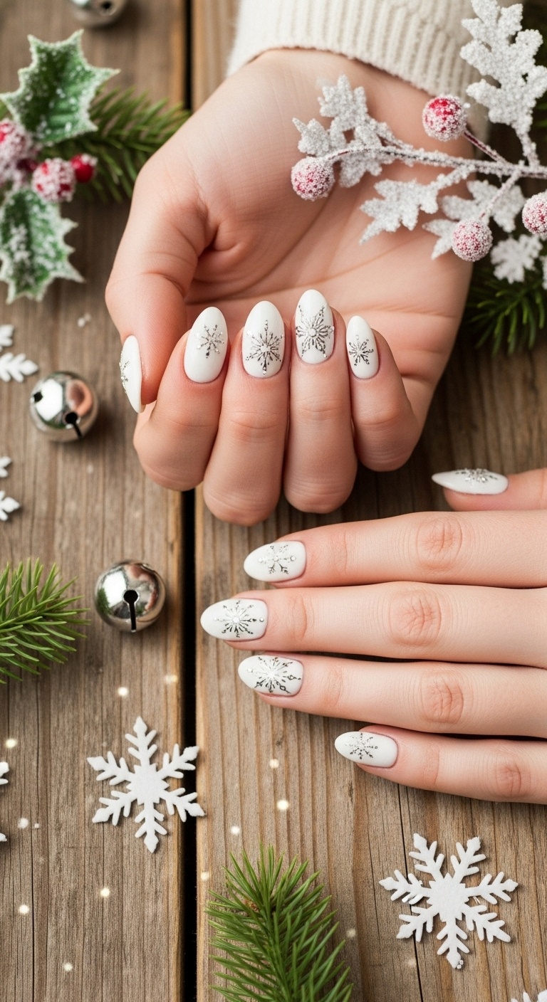 Classic Snowflake Art on White Base