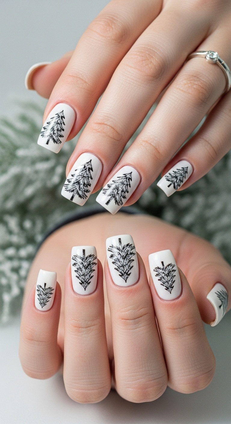 Frosted Pine Tree Silhouettes