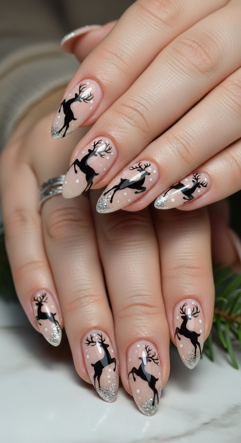 Reindeer Silhouette on Nude Base