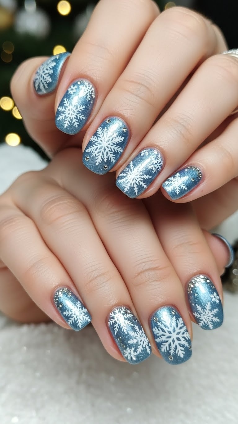 Snowflake Stamping on Icy Blue