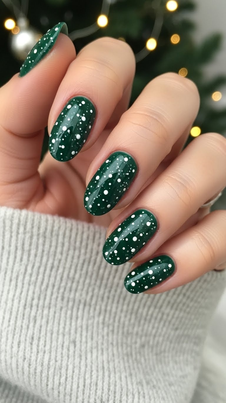 Deep Green with Tiny White Dots