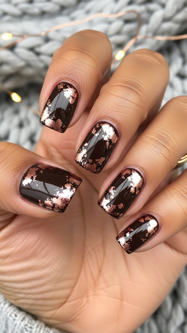 Dark espresso with rose gold foil