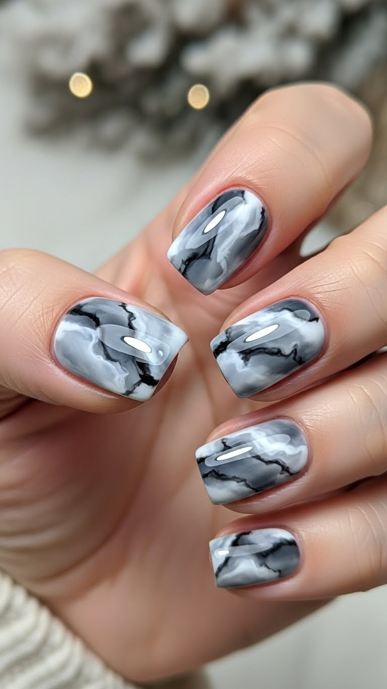 Marble Effect with Gray and White Swirls