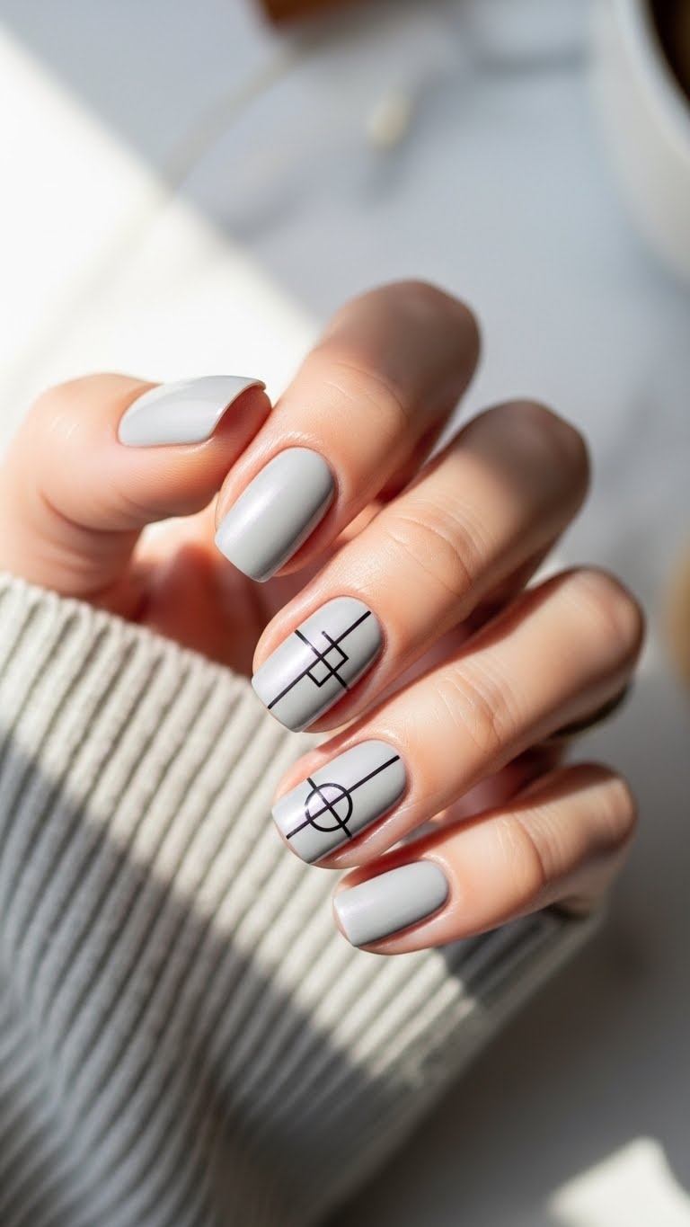 Pearl Gray with Minimalist Line Art