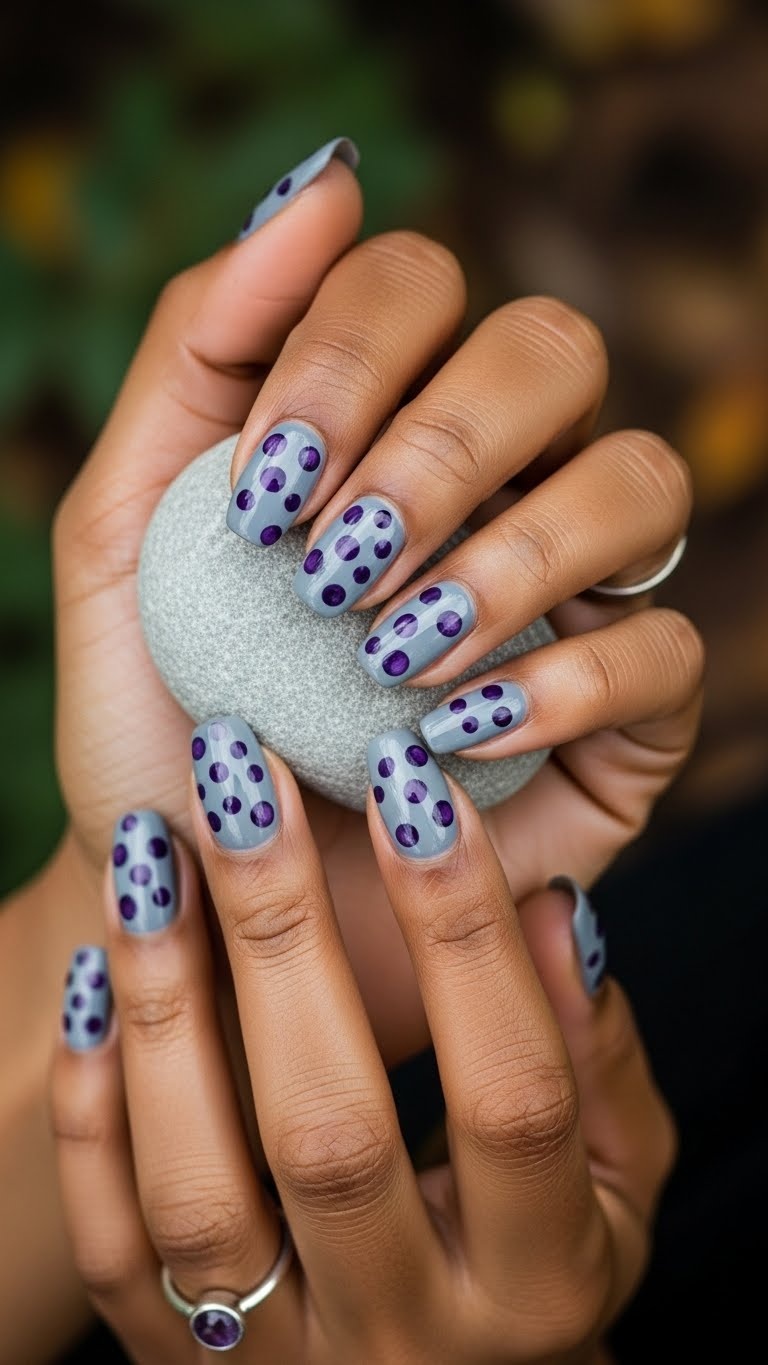 Cool Gray Base with Dark Purple Dots