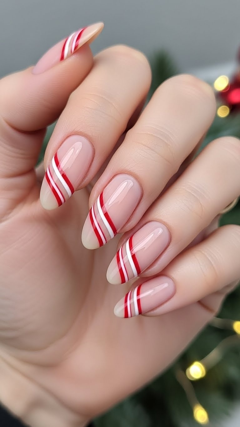 Candy Cane Stripes on a Nude Base