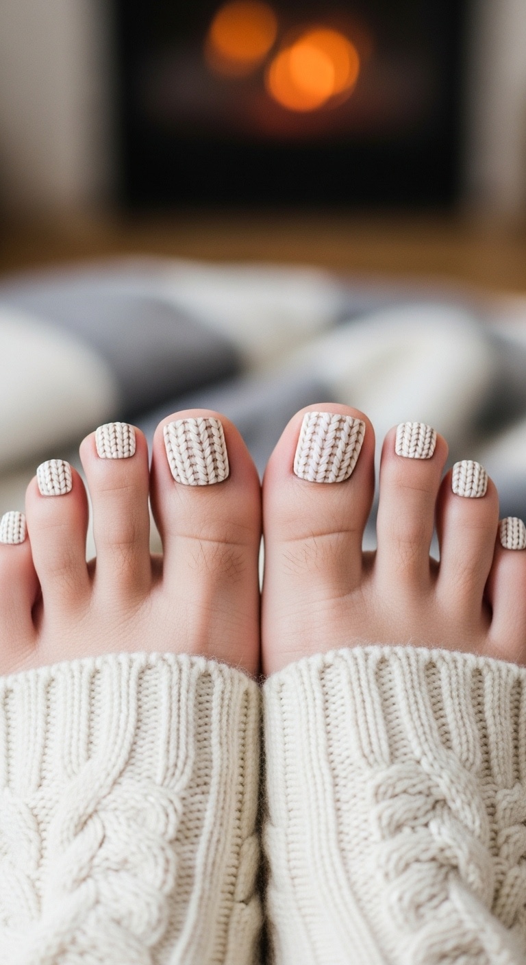 Chunky Knit Sweater Texture Nail Art