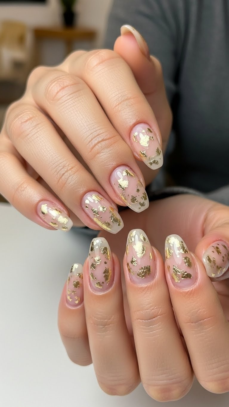 Sheer Neutral base with gold foil flecks