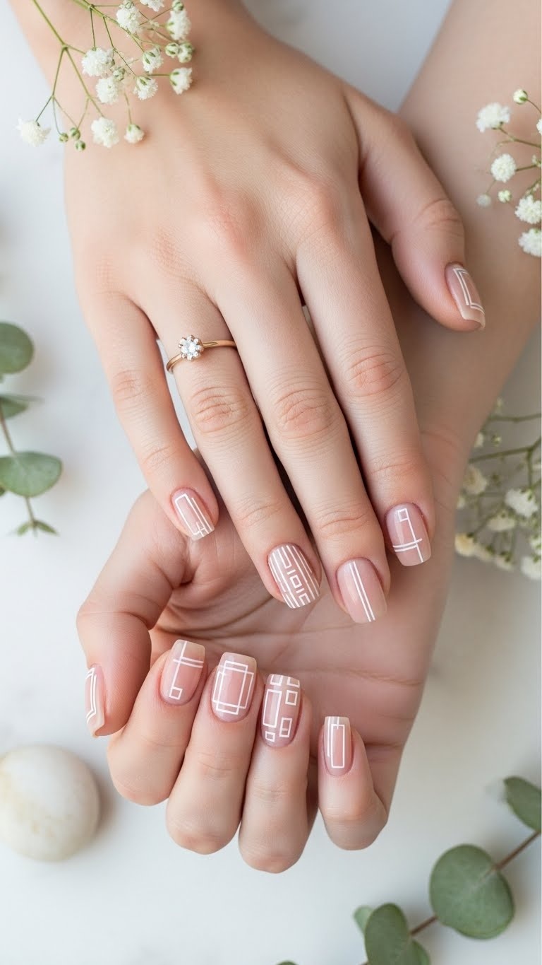 Minimalist white line art