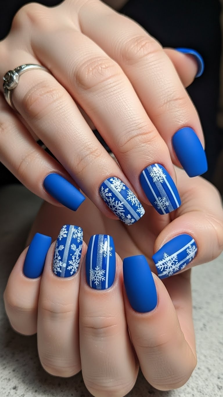 Royal Blue Matte with Glossy Stripes