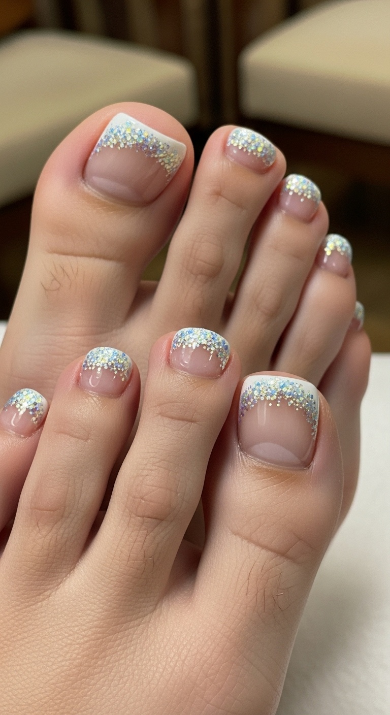 Chunky Glitter Only on the Tip Edge