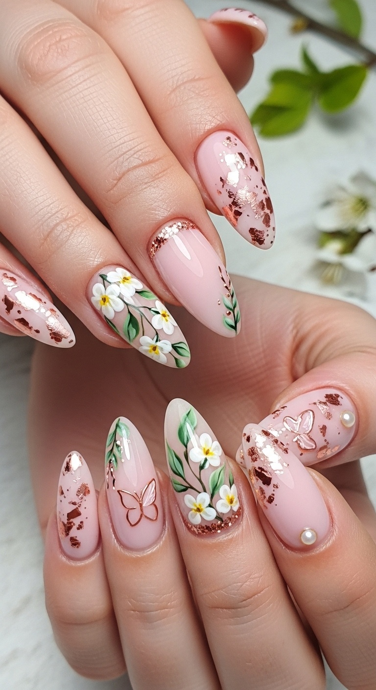 Rose gold foil flakes