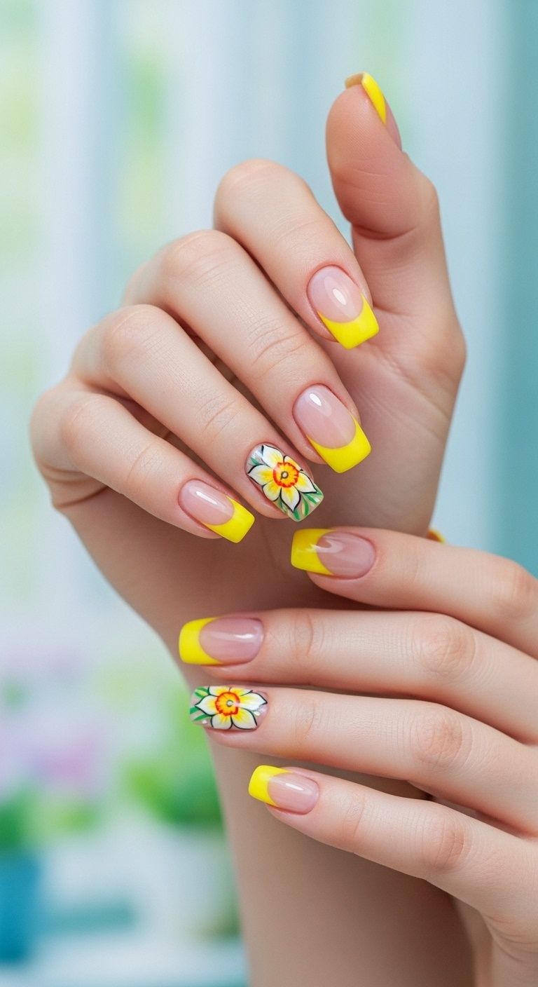 Daffodil Yellow French Tips