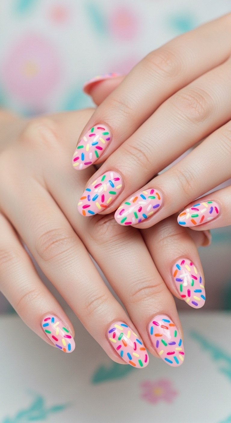 Rainbow Sprinkles Nails